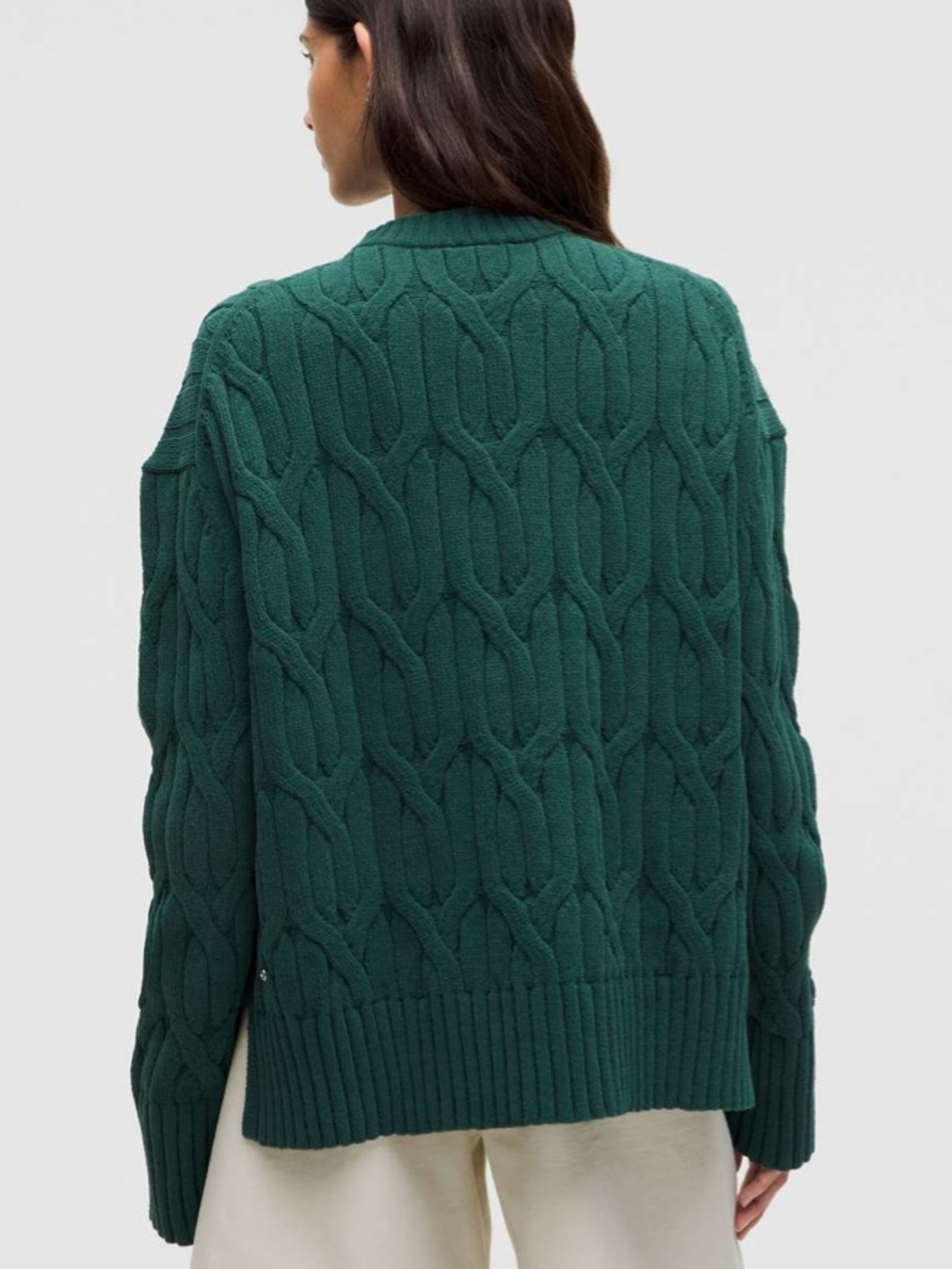 NWT Lululemon Cable Knit Oversized Crew Neck Sweater Storm Teal Size XS - Picture 11 of 11